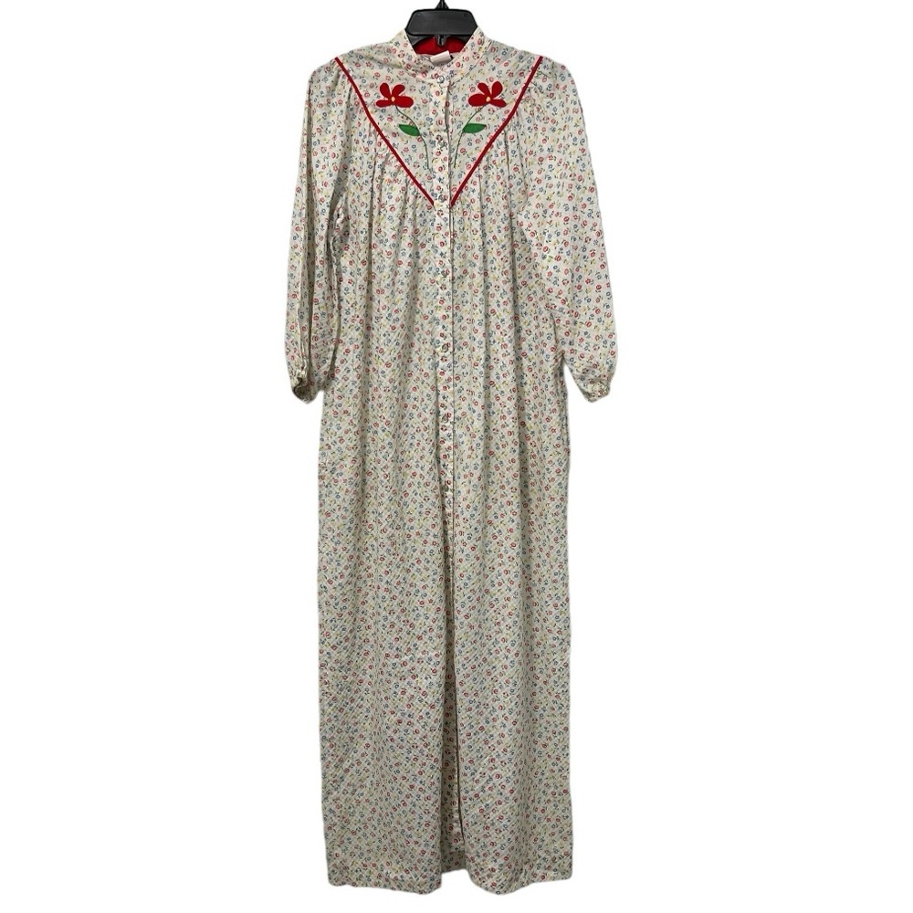 Vintage Models Coat Snap Button Floral Housecoat Size 12